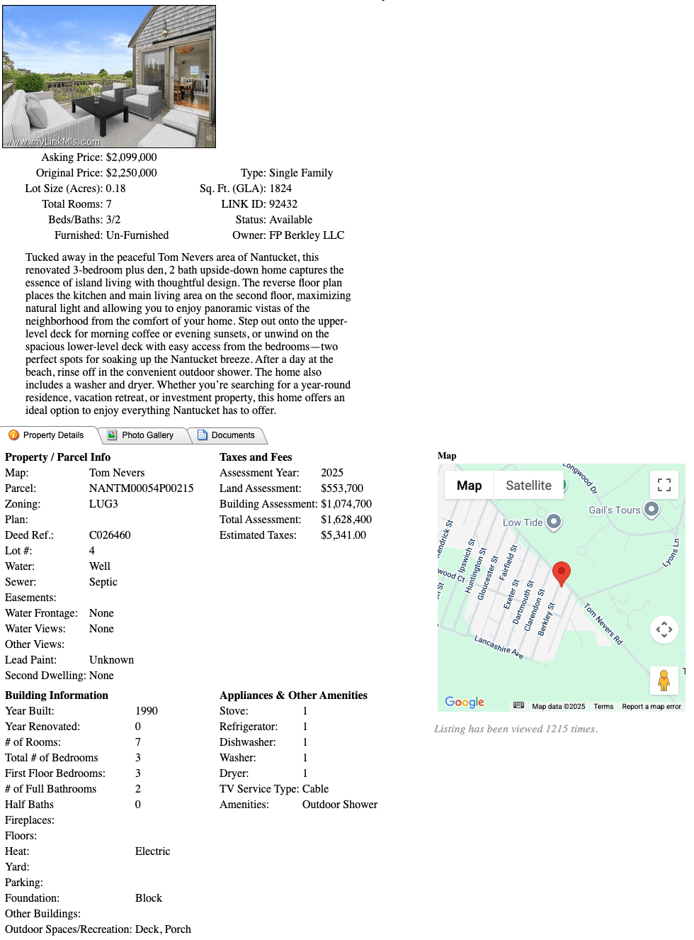 Basic MLS listing data before KeyStory AI transformation